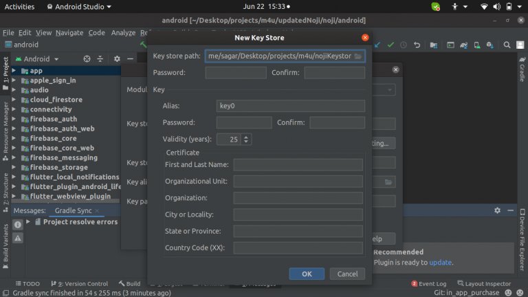 В android studio нет поля generate signed apk